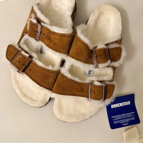 NWT Birkenstock Arizona Fur Lined Shearling Sandals - Picture 9 of 10